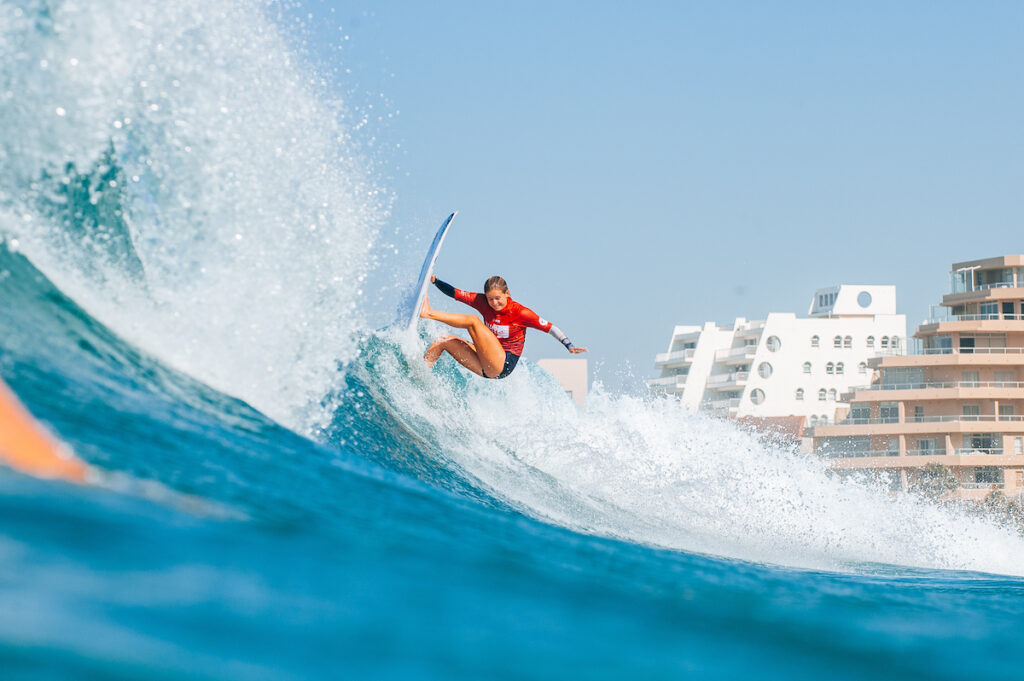 BALLITO, KWAZULU-NATAL, SOUTH AFRICA - JULY 2: Pauline Ado of France surfs in Heat 2 of the Round of 48 at the Ballito Pro on July 2, 2023 at Ballito, Kwazulu-Natal, South Africa. (Photo by Kody McGregor/World Surf League)